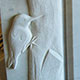 Woodpecker design, hand carved in white marble
